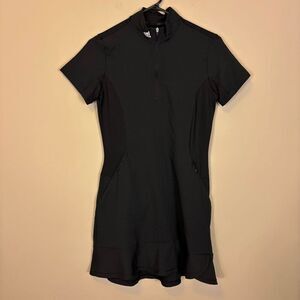 Adidas Black Mock Neck Quarter Zip Short Sleeve Tennis Dress XS